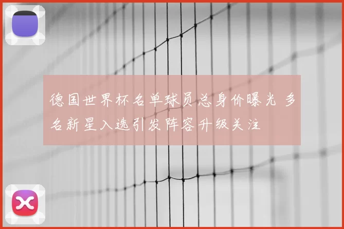 德国世界杯名单球员总身价曝光 多名新星入选引发阵容升级关注